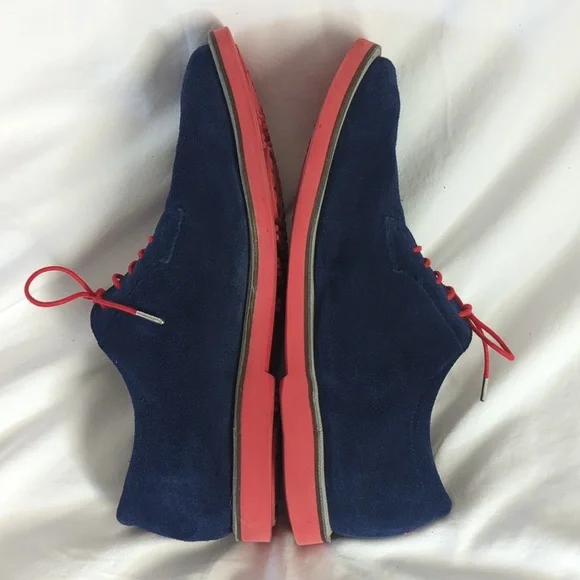 G/FORE Gallivanter Men's Suede Golf Shoes Navy/Red Spikeless-read Size Guideline - Picture 6 of 9